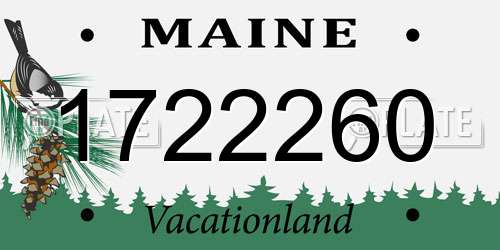 1722260 Maine License Plate