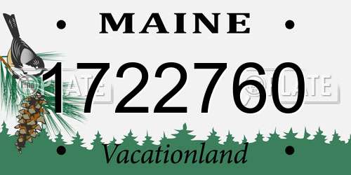 1722760 Maine License Plate
