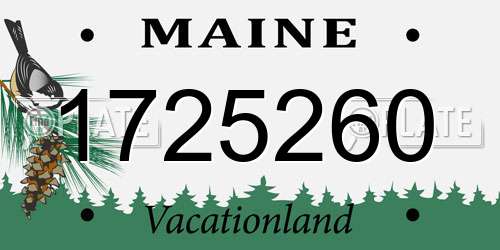 1725260 Maine License Plate