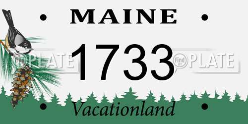 1733 Maine License Plate