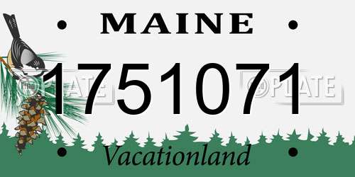 1751071 Maine License Plate
