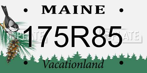 175R85 Maine License Plate