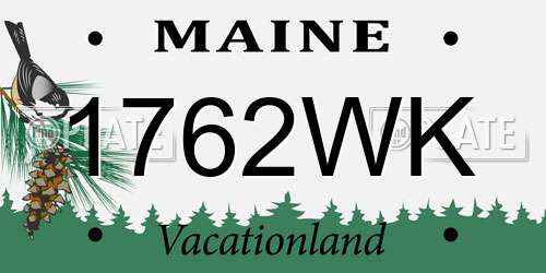 1762WK Maine License Plate