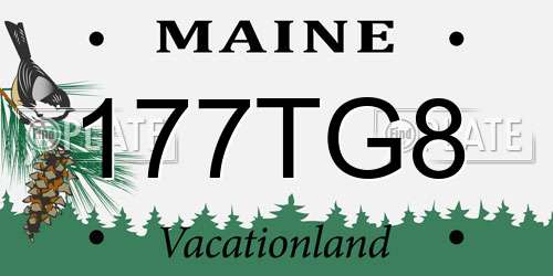 177TG8 Maine License Plate