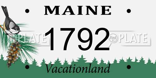 1792 Maine License Plate