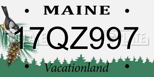 17QZ997 Maine License Plate