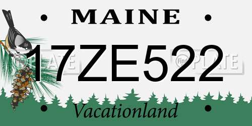 17ZE522 Maine License Plate