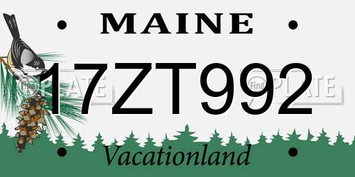 17ZT992 Maine License Plate