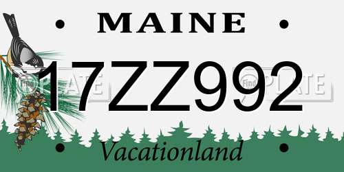 17ZZ992 Maine License Plate