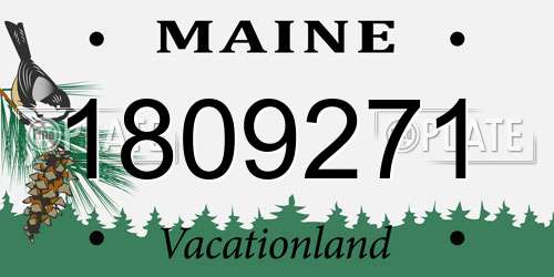 1809271 Maine License Plate