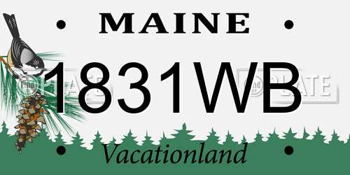 1831WB Maine License Plate