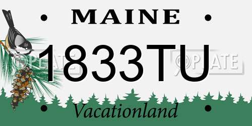 1833TU Maine License Plate