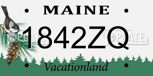 1842ZQ Maine License Plate