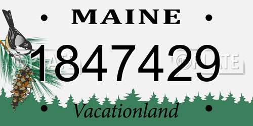 1847429 Maine License Plate