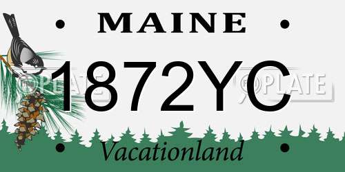 1872YC Maine License Plate