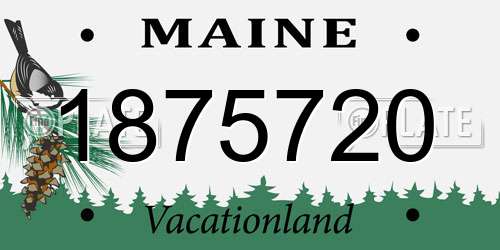 1875720 Maine License Plate