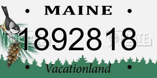 1892818 Maine License Plate