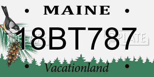 18BT787 Maine License Plate