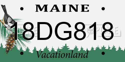 18DG818 Maine License Plate
