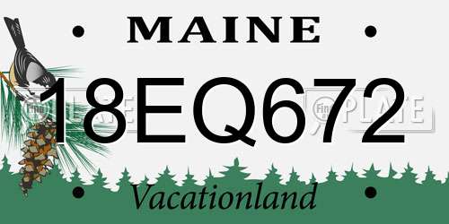 18EQ672 Maine License Plate