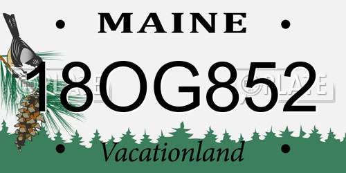 18OG852 Maine License Plate
