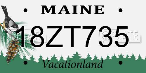 18ZT735 Maine License Plate