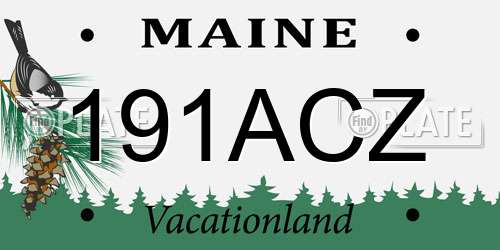 191ACZ Maine License Plate