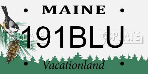 191BLU Maine License Plate