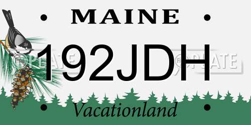 192JDH Maine License Plate