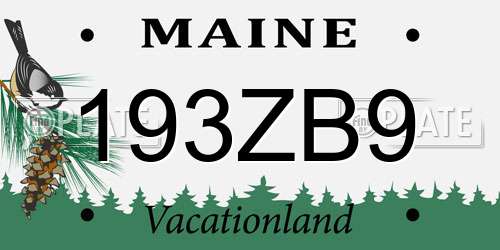 193ZB9 Maine License Plate