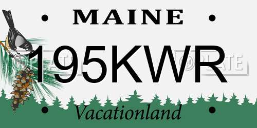 195KWR Maine License Plate