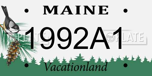 1992A1 Maine License Plate