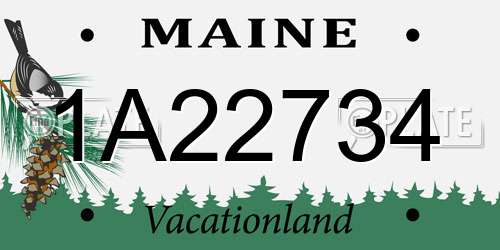 1A22734 Maine License Plate