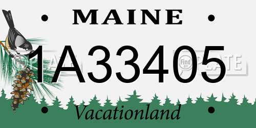 1A33405 Maine License Plate