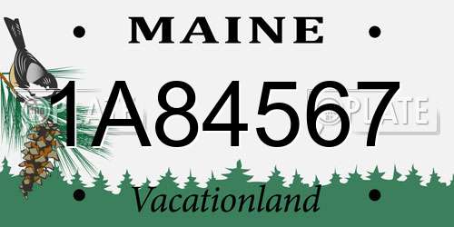 1A84567 Maine License Plate