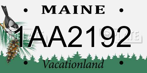 1AA2192 Maine License Plate