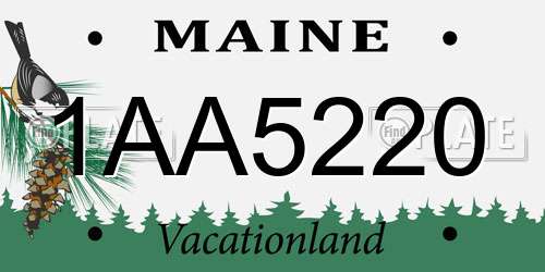 1AA5220 Maine License Plate