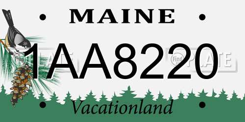 1AA8220 Maine License Plate