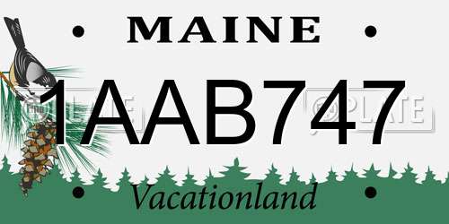 1AAB747 Maine License Plate