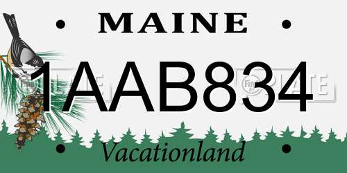 1AAB834 Maine License Plate