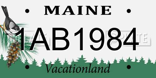 1AB1984 Maine License Plate