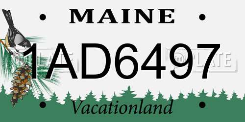 1AD6497 Maine License Plate