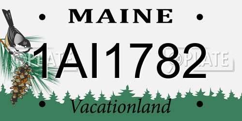 1AI1782 Maine License Plate