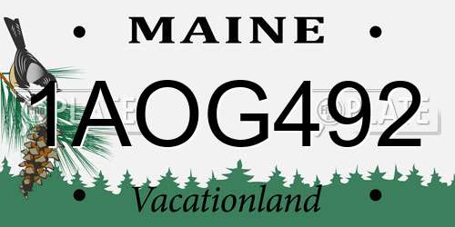 1AOG492 Maine License Plate