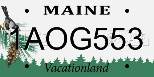 1AOG553 Maine License Plate