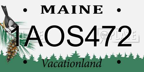 1AOS472 Maine License Plate