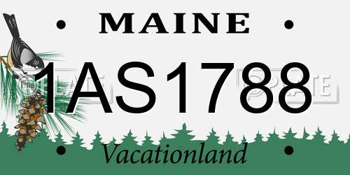 1AS1788 Maine License Plate