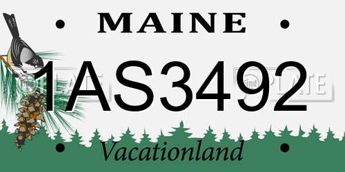 1AS3492 Maine License Plate