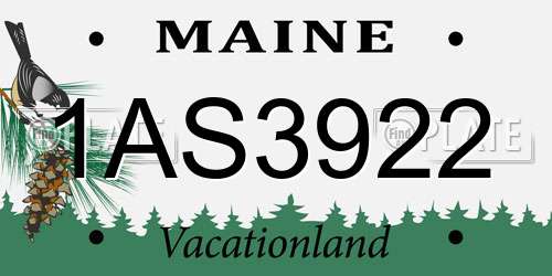 1AS3922 Maine License Plate