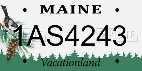 1AS4243 Maine License Plate
